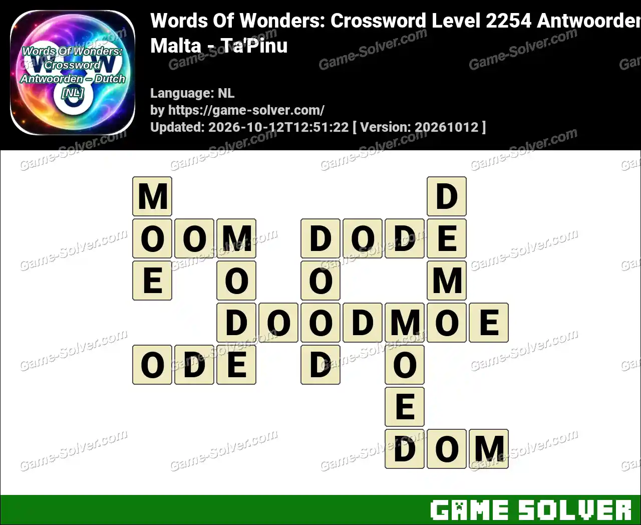 Words Of Wonders: Crossword Level 2254 Antwoorden – Malta – Ta’Pinu